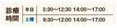 診療時間：午前9:30~12:30、午後15:00~19:00